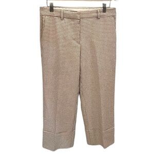 Zara Window Pane Plaid Cropped & Cuffed Trousers in Cream & Black (NWOT)